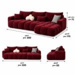 l shape sofa 300*170*75*95 Burgundy - Image 2